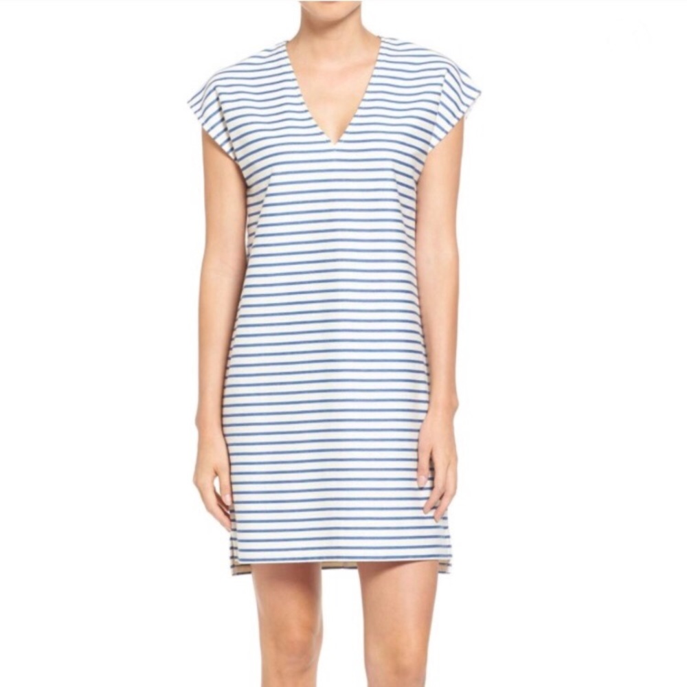 Madewell Vacances Striped Blue Shift Dress
